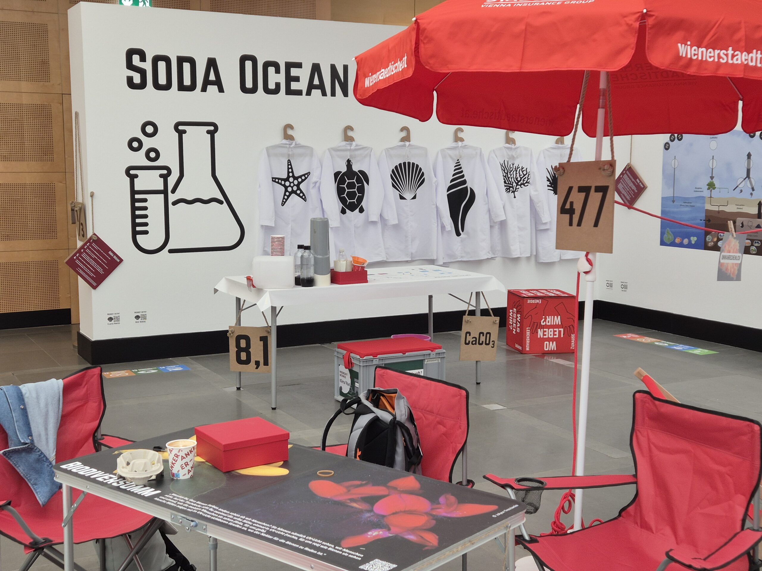 Ausstellungswand mit Exponanten